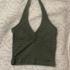 Hollister Ribbed Green Halter Top, Size XS